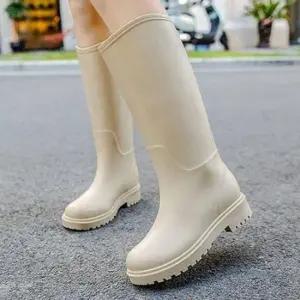 여성 소프트 레인부츠 하이핏 심플 캐주얼 PVC 롱 장화 레인 부츠