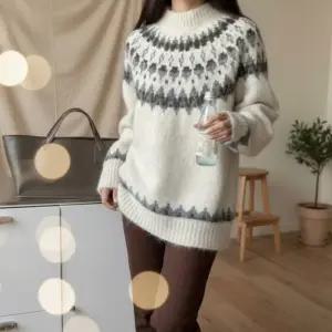 [옷자락]여성 겨울 포근한 루즈핏 노르딕 니트 스웨터