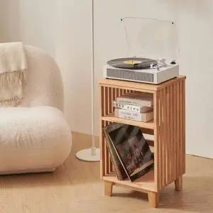 [하프클럽/셀러허브]엘코 원목 고무나무협탁 2단 LP수납장 선반