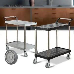 [하프클럽/셀러허브]PP 중 트롤리 회색바퀴 주방카트 서빙카 2단