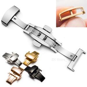 스테인레스 스틸 나비 버클 광택 버튼 시계 밴드 10/12/14mm 16mm 20mm 스트랩 걸쇠 액세서리