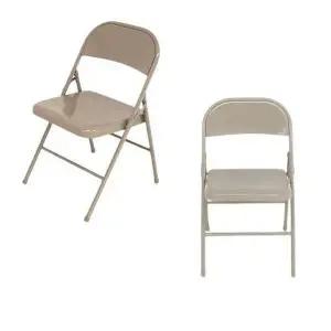 [하프클럽/셀러허브]철제 사각 의자-베이지 카페의자 폴딩체어 1p