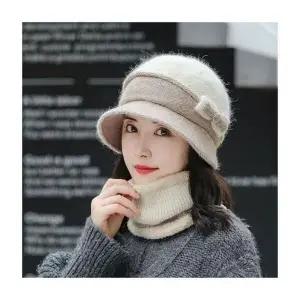 [하프클럽/셀러허브]리본 워머 배색 털모자 보온 겨울 여성 가을