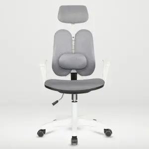 [하프클럽/셀러허브]듀얼 요추헤더형 사무용의자 의자 3각팔 DU38WH