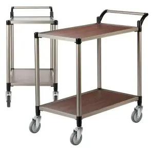 [하프클럽/셀러허브]특대 회색바퀴 이동식카트 서빙카 트롤리 2단