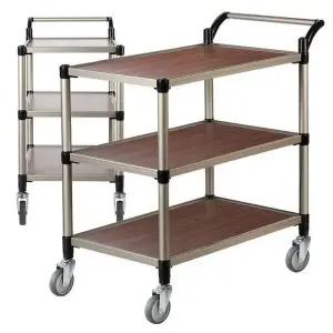 [하프클럽/셀러허브]월넛우드 3단 서빙카 특대 회색바퀴 빈티지병원