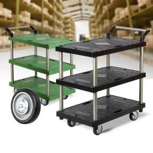 [하프클럽/셀러허브]특대 트롤리 검정바퀴 다용도카트 대차블랙3단