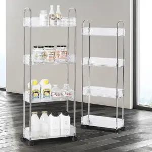 [하프클럽/셀러허브]바퀴선반 주방틈새장 냉장고틈새 수납장 4단