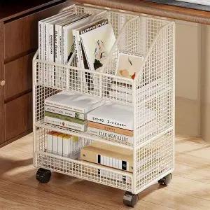 [하프클럽/셀러허브]이동식 북카트 철제 선반 책꽂이 수납함 3칸