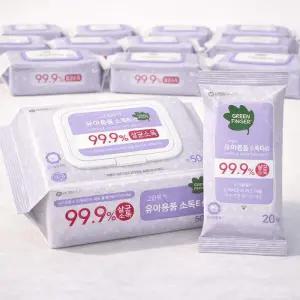 그린핑거 유아용품 소독티슈 캡형 50매10팩+휴대용20매10팩