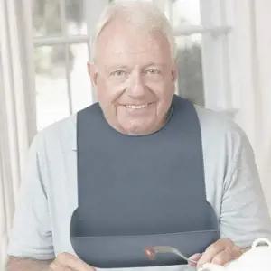 [RIZPICK]노인용 실리콘 턱받이 식사 흘림 방수 성인용 어르신 노인턱받이