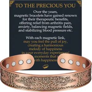 남성용 제카노리 구리 팔찌 3 800개의 가우스 자석이 있는 12배 강도의 마그네틱 99.99 순수 고체 보석