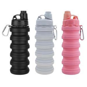 돈틴후 접이식 물병 3팩 여행용 스포츠 재사용 그레이+핑크) 500ml. (블랙+라이트 휴대용