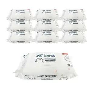 펫크린 반려동물 애견전용 물티슈 72매 10팩