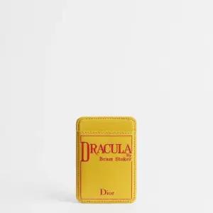 MUST IT_디올 마그네틱 카드 지갑 - 옐로우 레드 북 커버 엠보싱 카프스킨