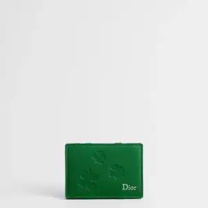MUST IT_매직 지갑 - 브라이트 그린 디올 클로버 엠보싱 카프스킨