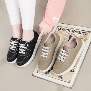 여자 데일리 베이직 캐주얼 합성피혁 끈 스니커즈