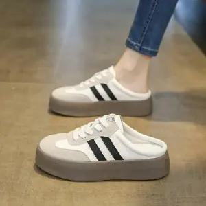 여자 데일리 발편한 뒤축없는 통굽 뮬 스니커즈 미끄럼방지 슈즈