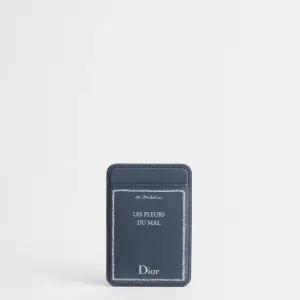 MUST IT_디올 마그네틱 카드 지갑 - 블루 화이트 북 커버 엠보싱 카프스킨