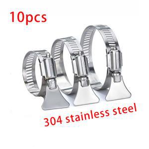 304 스테인레스 스틸 호스 클램프 도구 액세서리 조정 가능한 물 파이프 고정 버클 핸들 10 개/대