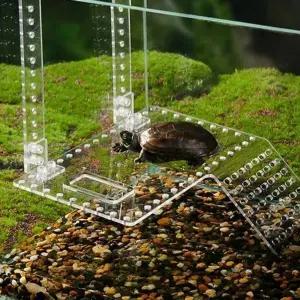 육지 거북이 건조대 소형 일광욕대 은신처 파충류 쉼터 육지거북이