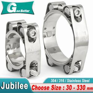 1개 T 볼트 호스 클램프 스테인리스 스틸 더블 강력 배기 파이프 수리 도구 압력 호스용