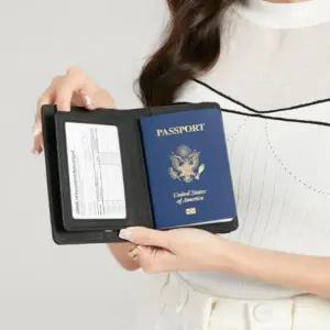 해킹 지갑 여권 방지 케이스 가죽 여행 남성