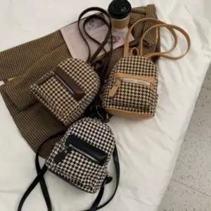 여성 하운드 체크 트위드 미니 백팩 캐주얼 가방