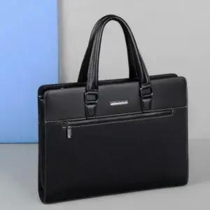 (색상 블랙)남성 노트북 서류 가방 심플 지퍼 출근 크로스백