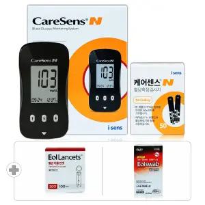 케어센스N 혈당측정기[혈당계+측정지 60매+솜 100매+침 110개]