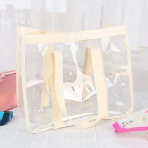 SpaR 투명 비치백 물놀이가방 단추형 아이보리 OWJ60323