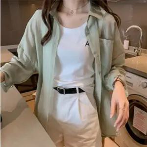 루즈핏 시스루 셔츠 여름 린넨 느낌 레이어드 남방