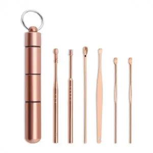 ( )스텐귀파개 귀청소 귀지청소 휴대용 귀이개 6p세트 로즈골드