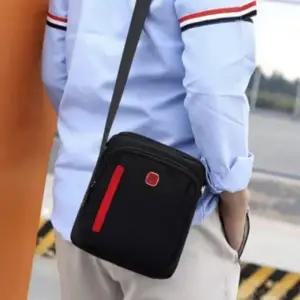 (색상 블랙)남성 캐주얼 미니 크로스 메신저백 여행 보조 가방