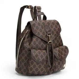 여성 인조 가죽 투 포켓 백팩 데일리 가방