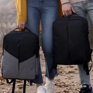 (옵션 블랙)패션 USB 충전 가방 남자 노트북 책가방 학생 백팩