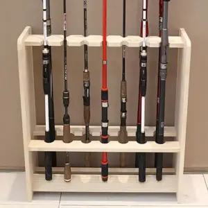 인테리어 아름데코 원목 낚시대 거치대-14구