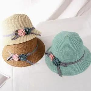 유아 귀여운모자 아동 봄 가을 자외선차단 어린이 스티치리본꽃송이 여름 밀짚모자 준캡