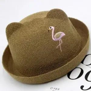 (모델-색상 A1542 플라밍고밀짚 브라운)봄 어린이 준캡 귀여운모자 플라밍고밀짚모자 유아 가을 자외선차단