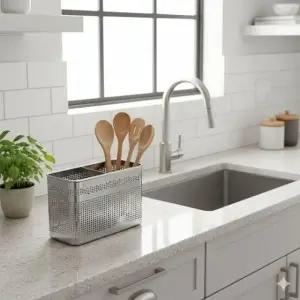 ( )직사각 걸이형 타공 스텐 물빠짐 수저 정리함 꽂이 2구