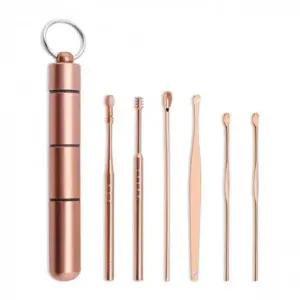 ( )스텐귀파개 귀청소 귀지청소 휴대용 귀이개 6p세트 로즈골드