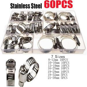스테인레스 스틸 호스 클램프 구색 406080pcs 연료 라인 자동차 트럭 보트 배관에 대 한 8-38mm 조정 가능