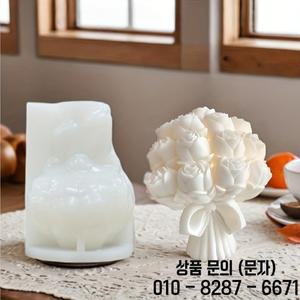 양초 비누 및 석고 공예품용 실리콘 장미 꽃다발 몰드 1개   녹색 잎과 리본 Ac가 있는 우아한 디자인