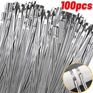 10/100pcs 스테인레스 스틸 케이블 5mm 헤비 듀티 자동 지퍼 다목적 금속 배기