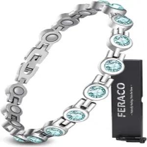 여성용 페라코 마그네틱 팔찌 네오디뮴 자석 및 반짝이는 크리스탈이 포함된 티타늄 스틸 보석 선물