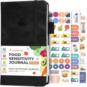 클레버 폭스 식품 민감성 저널 포켓 - IBS 저식도 제거 식단 추적기 3.7x6.7(블랙)에 대한 일일 불내증 및