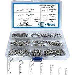 100 피스 스테인레스 스틸 스프링 코튼 핀 시리즈 R 클립  파형 패스너 도구