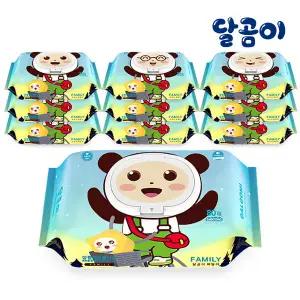 [특허 받은] 저자극 아기물티슈 패밀리 10팩 (80매/캡형)