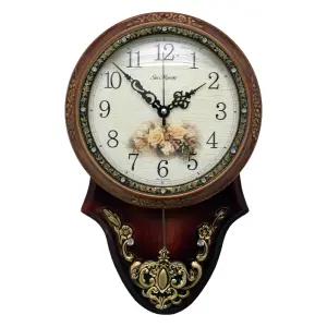 인테리어 벽시계 KM-120P 장미 무소음시계 예쁜 디자인 장식소품 엔틱 벽걸이 장식품 집들이 결혼 개업선물