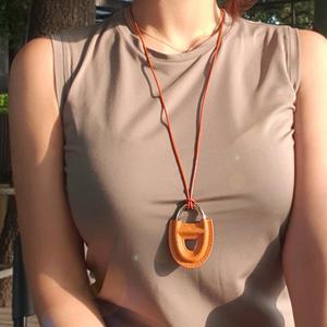 CN2062 호른가죽N 롱목걸이